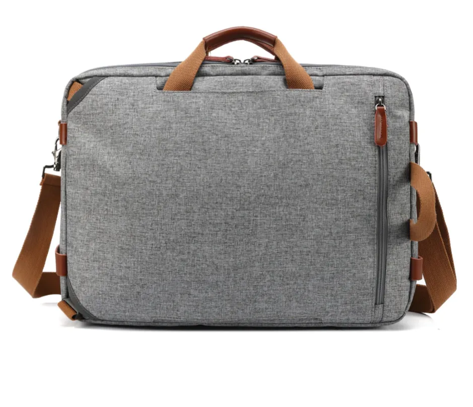 Hybrid Leather Trimmed Nylon Briefcase, Converts to Backpack, Two Sizes