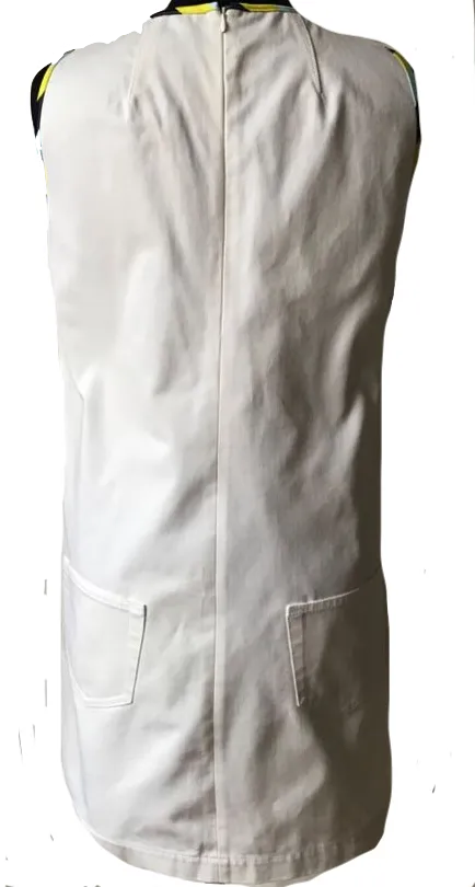 Iceberg Italy. Striped Front Tessuto Nylon, White Back Mini Dress