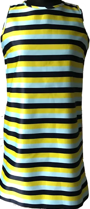 Iceberg Italy. Striped Front Tessuto Nylon, White Back Mini Dress