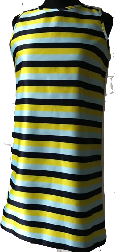 Iceberg Italy. Striped Front Tessuto Nylon, White Back Mini Dress
