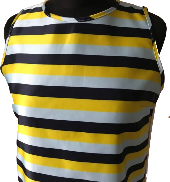 Iceberg Italy. Striped Front Tessuto Nylon, White Back Mini Dress