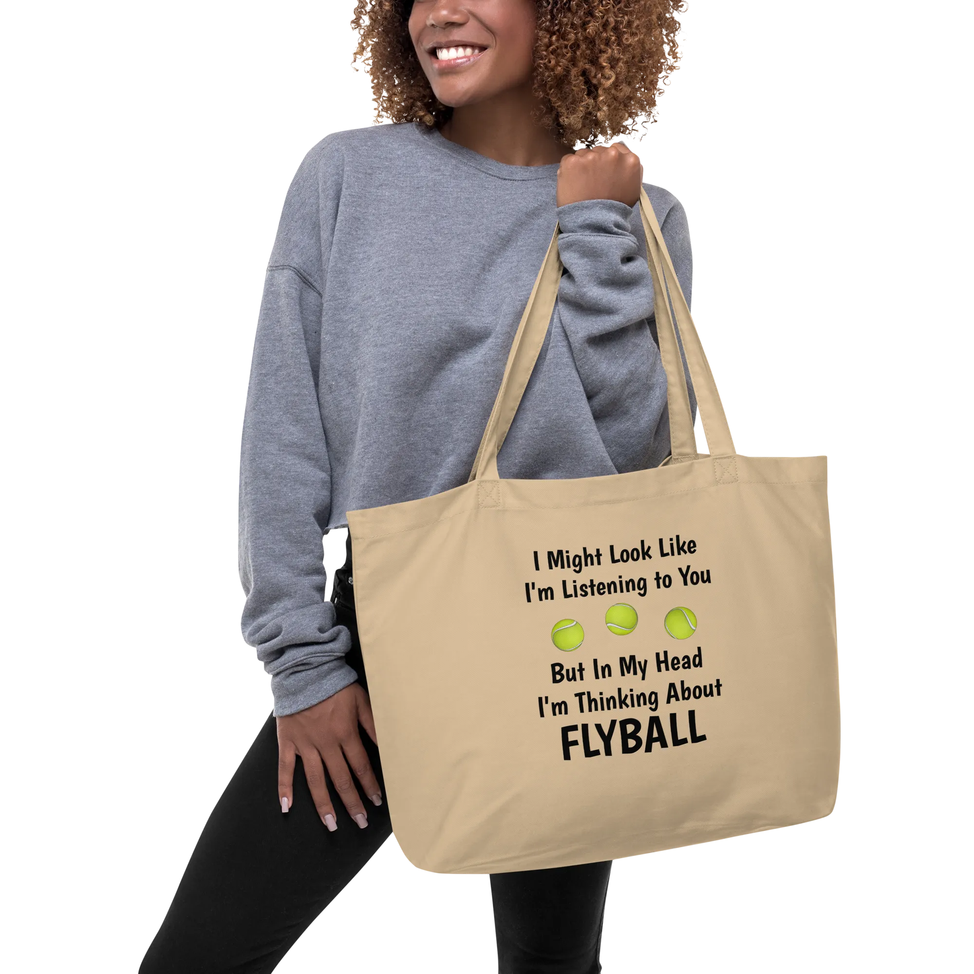 I'm Thinking About Flyball X-Large Tote/Shopping Bag