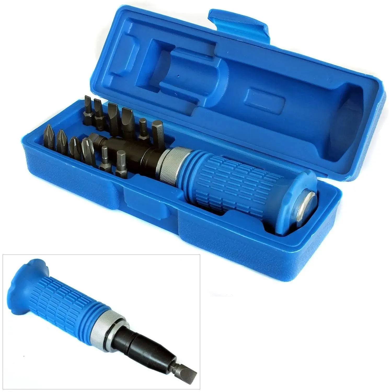 Impact Driver Bolster Screwdriver Kit 1/2" Dr   13 Philips Flat Hex  Bits & Case