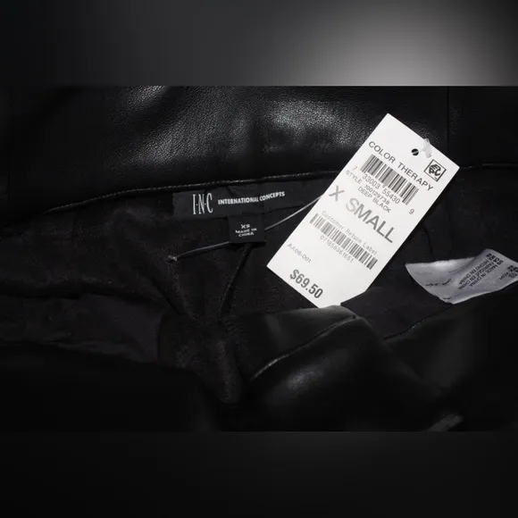 INC International Concepts Faux-Leather Paperbag-Waist Shorts, XS, Deep Black)