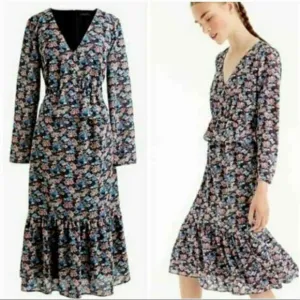 J. Crew Ruffle Hem Dress Paisley, Size 8