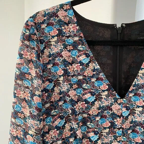 J. Crew Ruffle Hem Dress Paisley, Size 8
