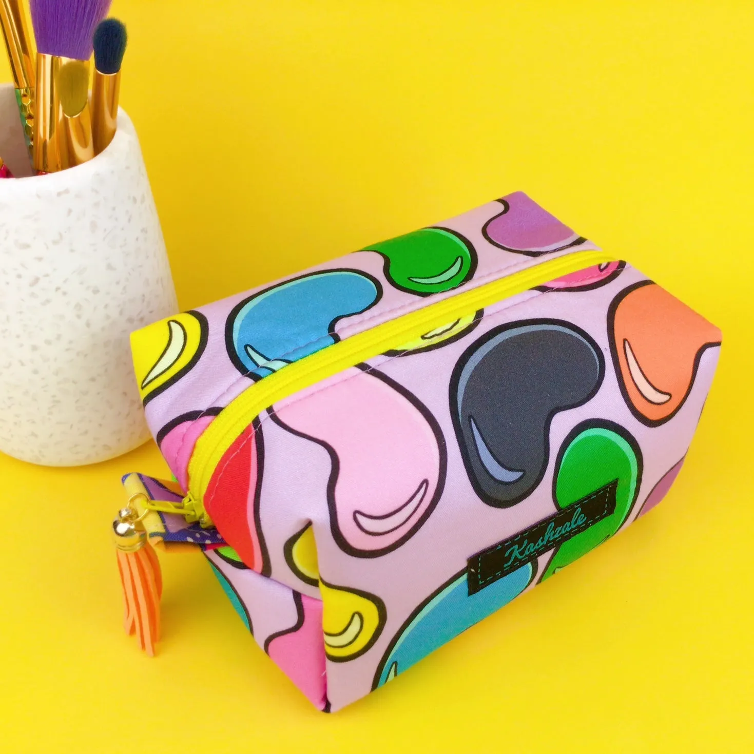 Jelly Beans Medium Box Makeup Bag. Kasey Rainbow Design.