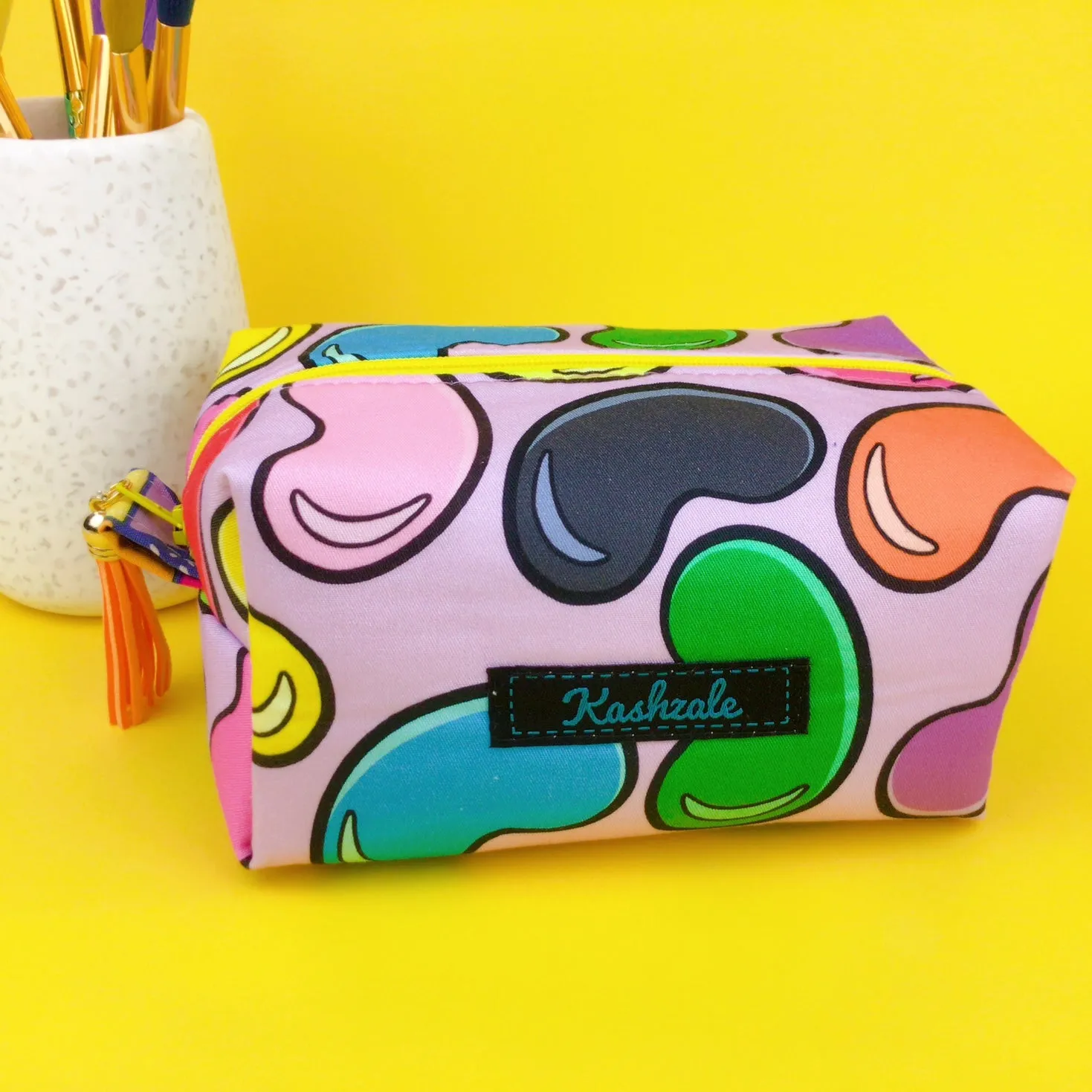 Jelly Beans Medium Box Makeup Bag. Kasey Rainbow Design.