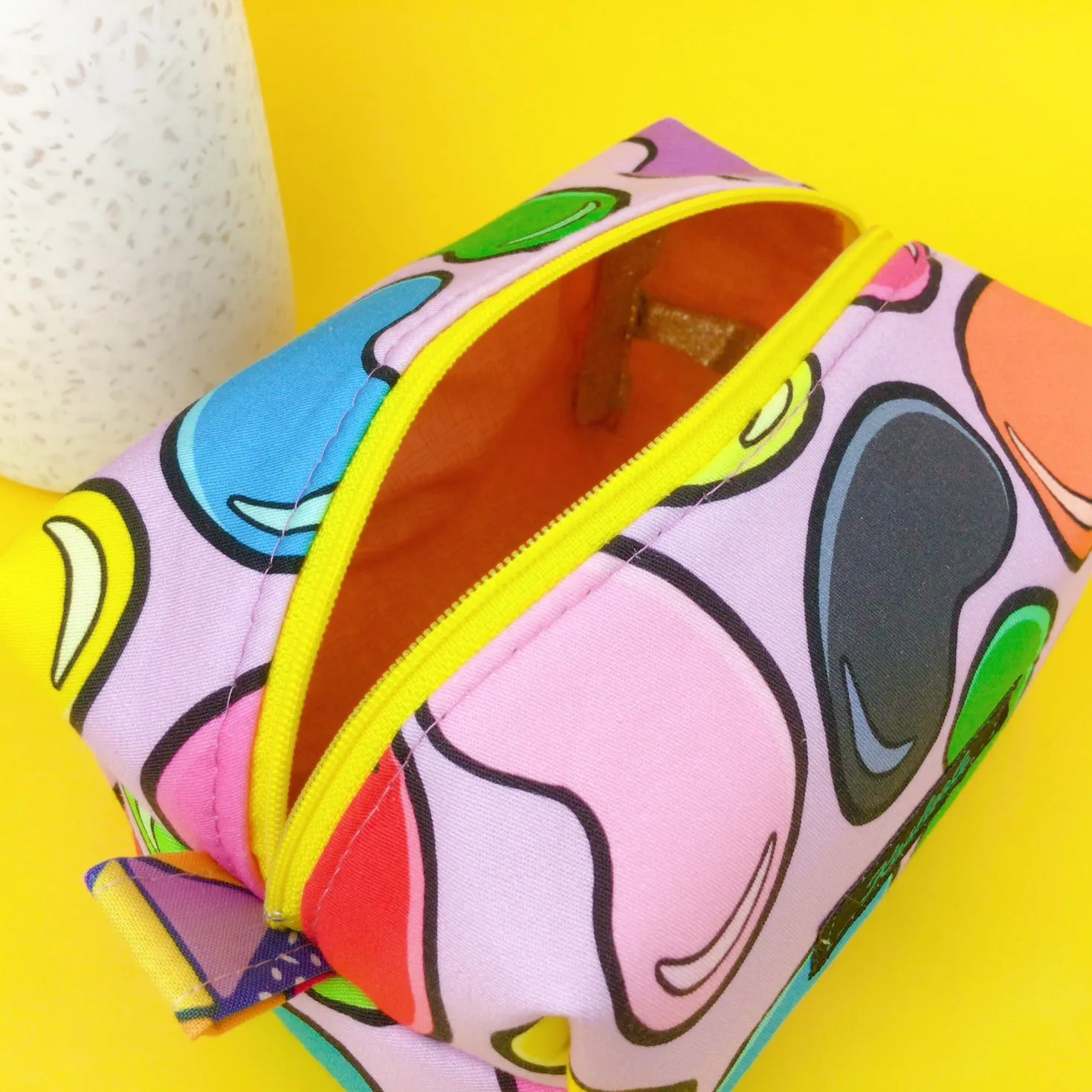 Jelly Beans Medium Box Makeup Bag. Kasey Rainbow Design.