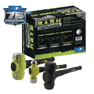 JPW Industries Shop Hammer Kit, 5 lb; 3-1/4 lb; 5-1/2 lb, Rubber/Steel, 11112