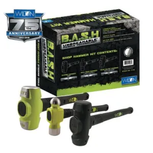 JPW Industries Shop Hammer Kit, 5 lb; 3-1/4 lb; 5-1/2 lb, Rubber/Steel, 11112