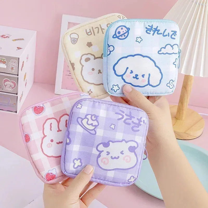 Kawaii Bear Storage Bag 🐻✨ | Large Capacity Sanitary Napkin & Coin Organizer Bag 🌸💖