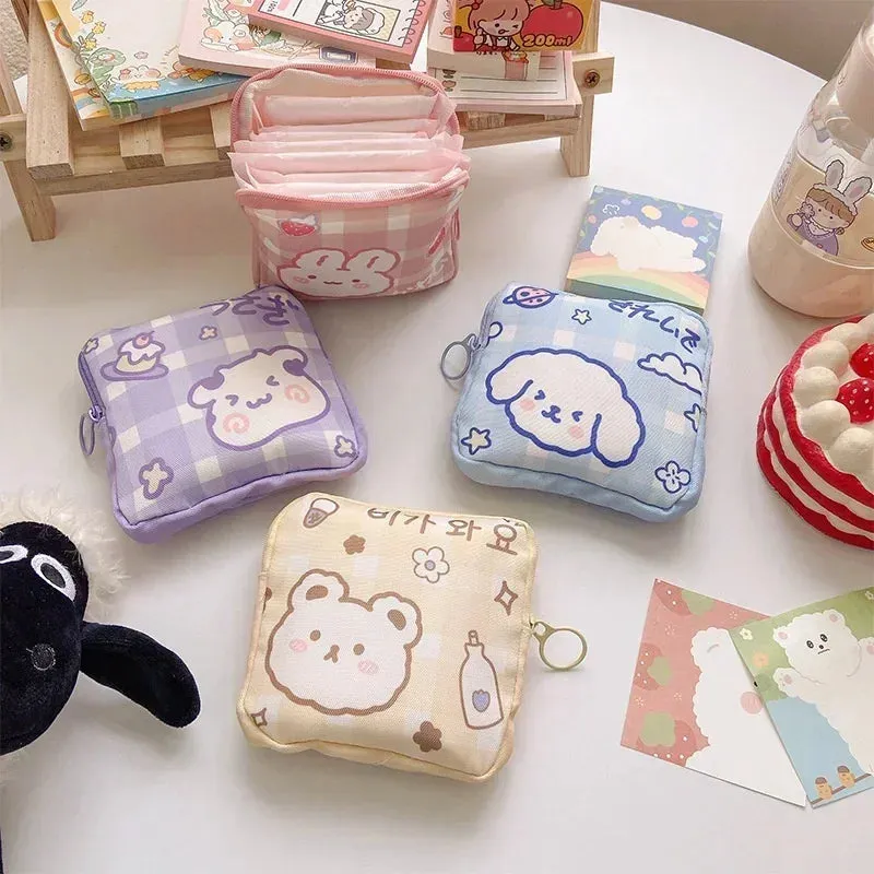 Kawaii Bear Storage Bag 🐻✨ | Large Capacity Sanitary Napkin & Coin Organizer Bag 🌸💖