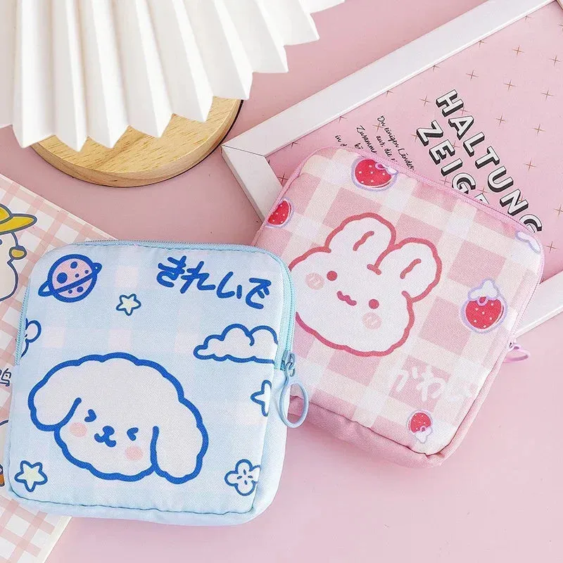 Kawaii Bear Storage Bag 🐻✨ | Large Capacity Sanitary Napkin & Coin Organizer Bag 🌸💖