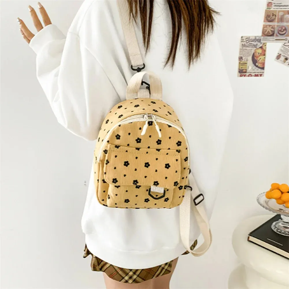 Kawaii Corduroy Mini Backpack 🌸✨ - Adorable Large Capacity Travel Bag for Students! 🎒💕