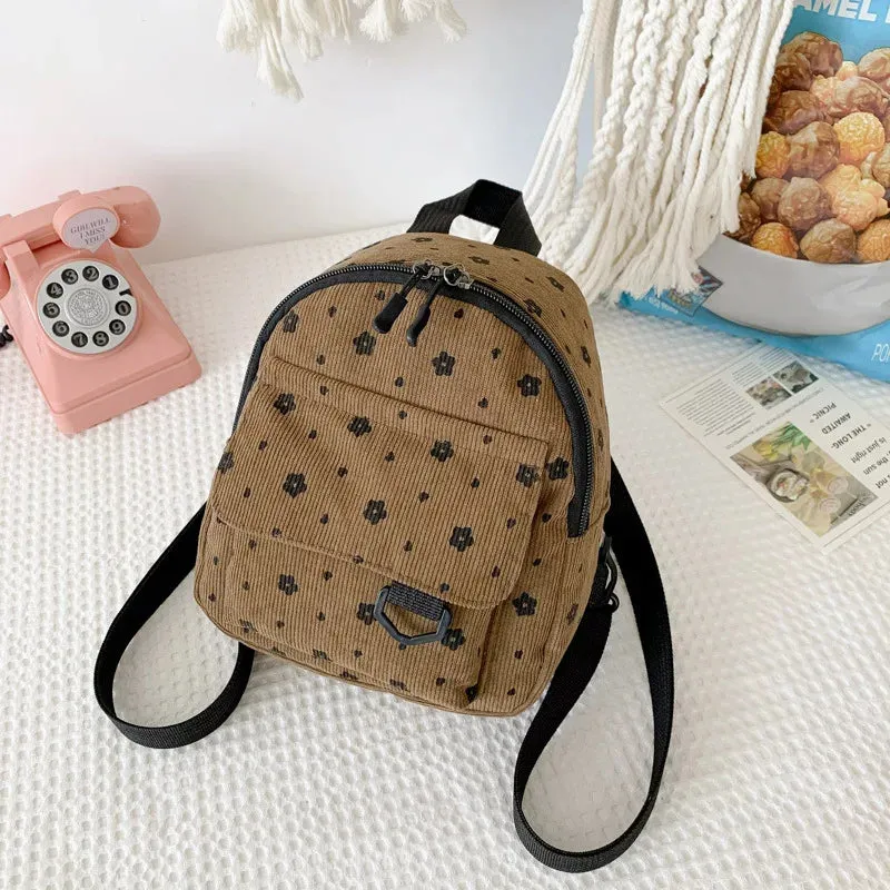 Kawaii Corduroy Mini Backpack 🌸✨ - Adorable Large Capacity Travel Bag for Students! 🎒💕