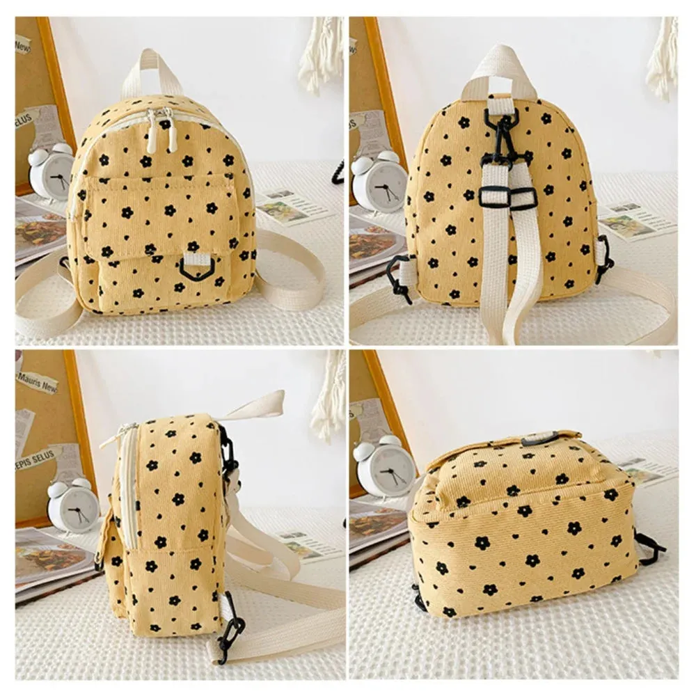 Kawaii Corduroy Mini Backpack 🌸✨ - Adorable Large Capacity Travel Bag for Students! 🎒💕