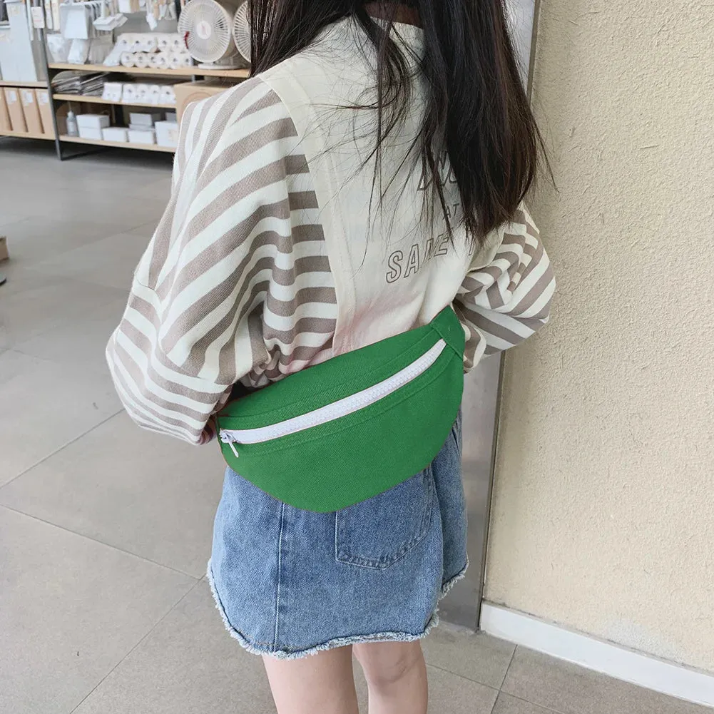 Kids Canvas Fanny Packs Fashion Solid Chest Bag Children Bum Belt Bags Girls Waist Bags Casual Crossbody Bags Shoulder Bags