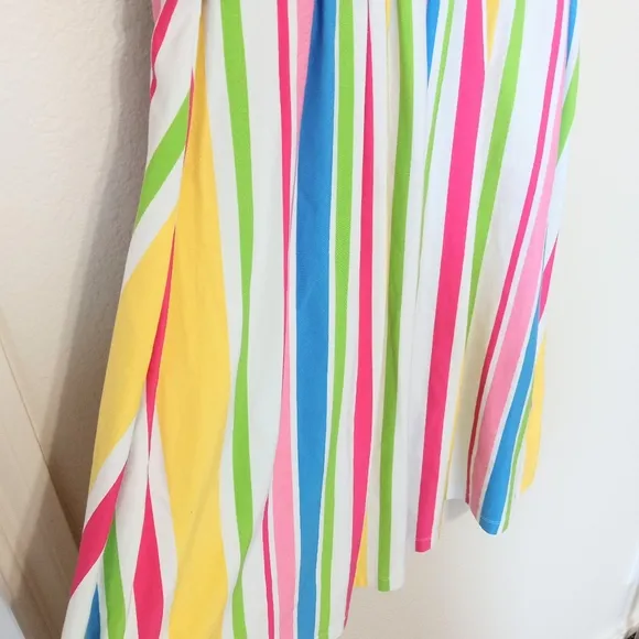 Land's End pima cotton colorful sleeveless faux wrap women's dress