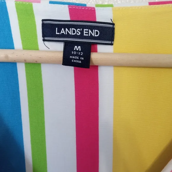 Land's End pima cotton colorful sleeveless faux wrap women's dress
