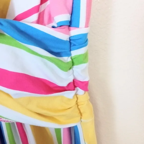 Land's End pima cotton colorful sleeveless faux wrap women's dress