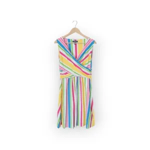Land's End pima cotton colorful sleeveless faux wrap women's dress