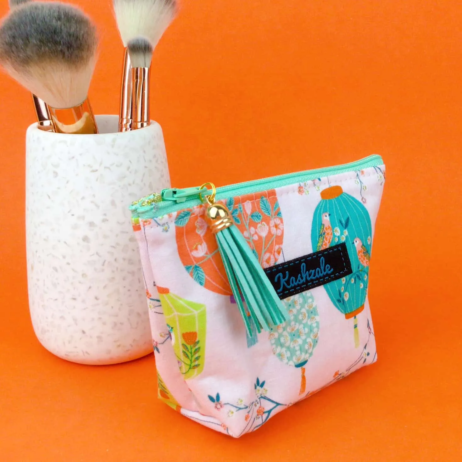 Lanterns Small Makeup Bag.  Pale Pink Small Makeup Bag