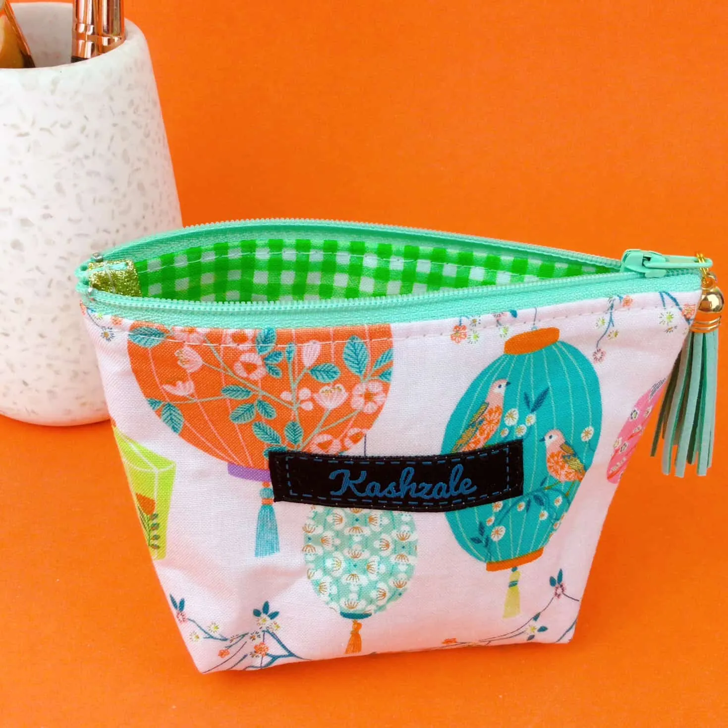 Lanterns Small Makeup Bag.  Pale Pink Small Makeup Bag