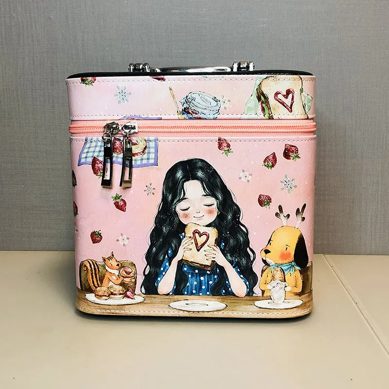 Large Capacity Girl Heart Cosmetic Bag Portable Travel