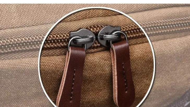 Large Vintage Zipper-Shut Canvas Rucksack 15.6 inch Laptop Backpack