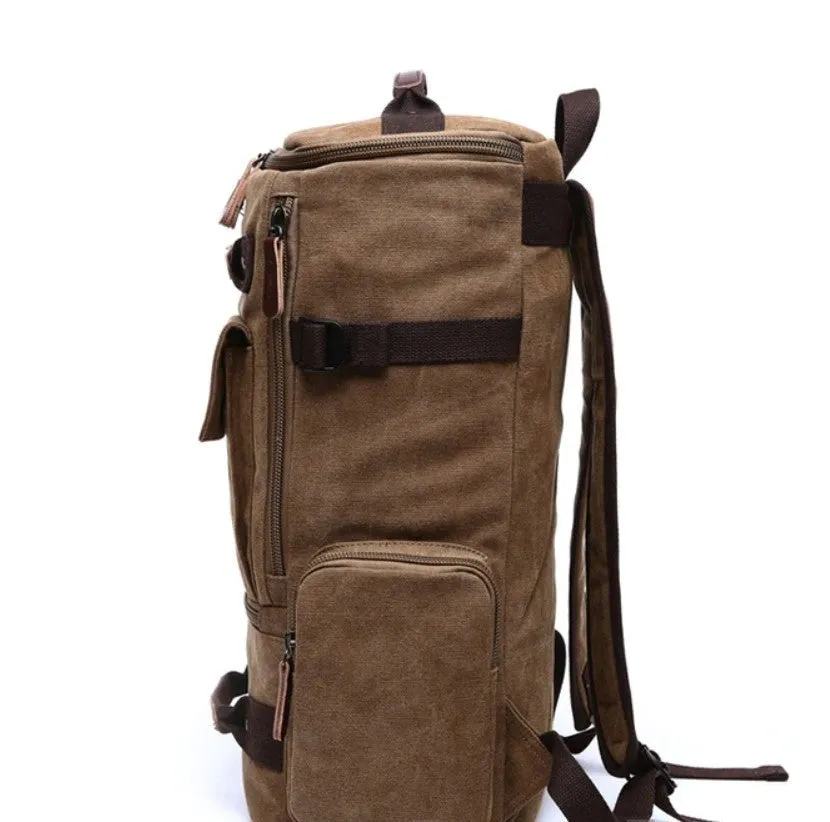 Large Vintage Zipper-Shut Canvas Rucksack 15.6 inch Laptop Backpack