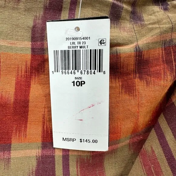 Lauren Ralph Lauren Mini Skirt Womens 10 P Berry Multicolor Wrap Ikat NWT