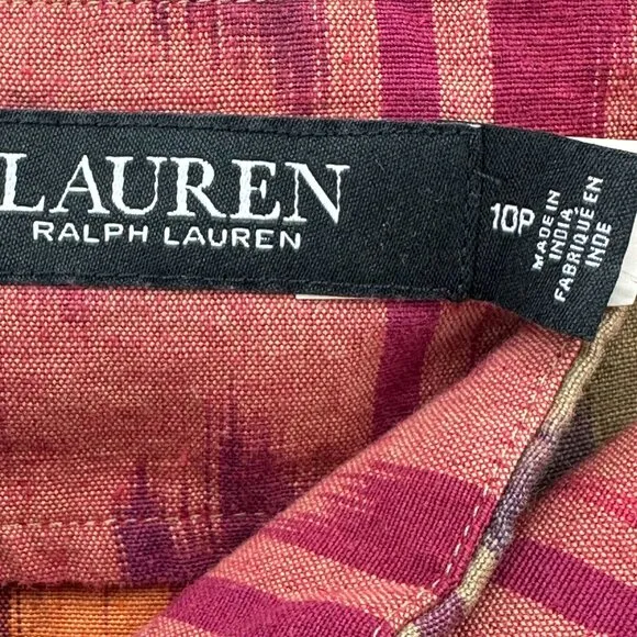 Lauren Ralph Lauren Mini Skirt Womens 10 P Berry Multicolor Wrap Ikat NWT