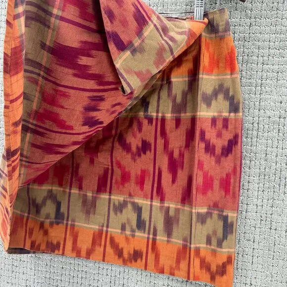 Lauren Ralph Lauren Mini Skirt Womens 10 P Berry Multicolor Wrap Ikat NWT