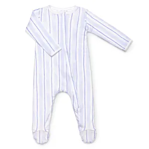 Lavender Bow Blue Stripe Classic Footie