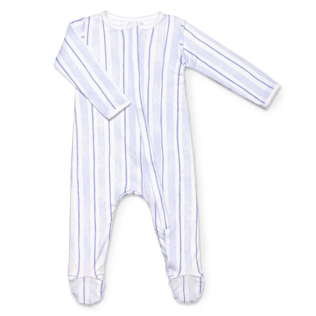 Lavender Bow Blue Stripe Classic Footie