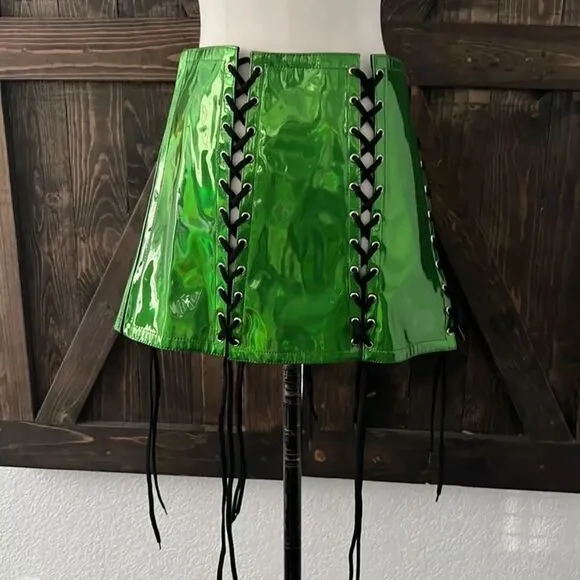Lavish By Daisy Green Holo Patrick’s Skirt  Day Ravewear Mardi Gras Festival 4XL