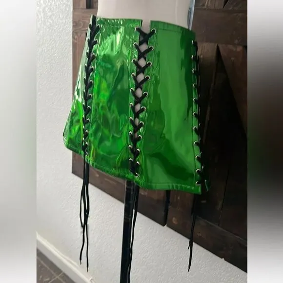 Lavish By Daisy Green Holo Patrick’s Skirt  Day Ravewear Mardi Gras Festival 4XL