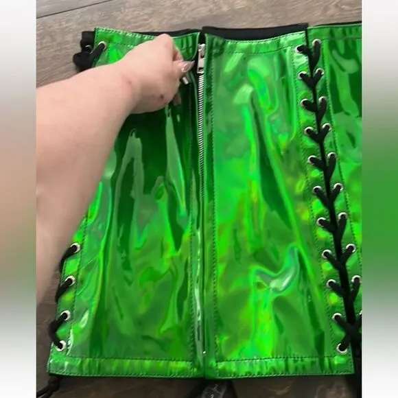 Lavish By Daisy Green Holo Patrick’s Skirt  Day Ravewear Mardi Gras Festival 4XL