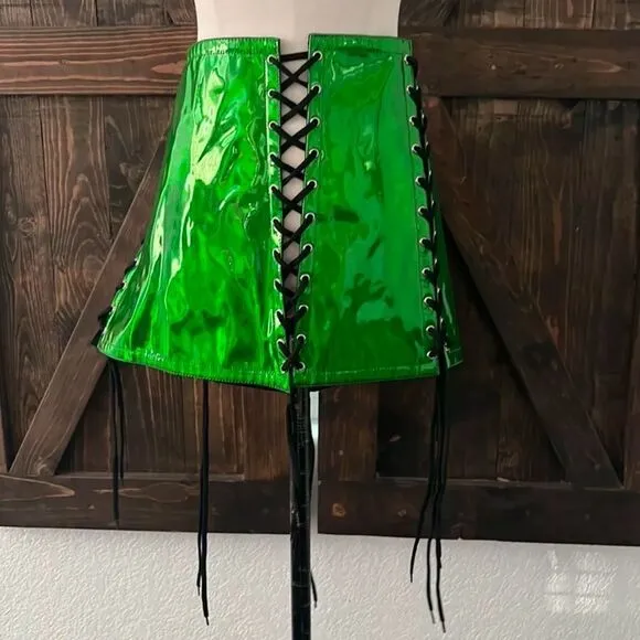 Lavish By Daisy Green Holo Patrick’s Skirt  Day Ravewear Mardi Gras Festival 4XL