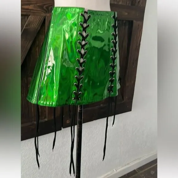 Lavish By Daisy Green Holo Patrick’s Skirt  Day Ravewear Mardi Gras Festival 4XL
