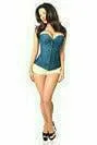 Lavish Dark Teal Lace Overbust Corset w/Zipper