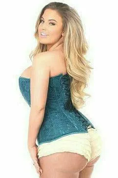 Lavish Dark Teal Lace Overbust Corset w/Zipper