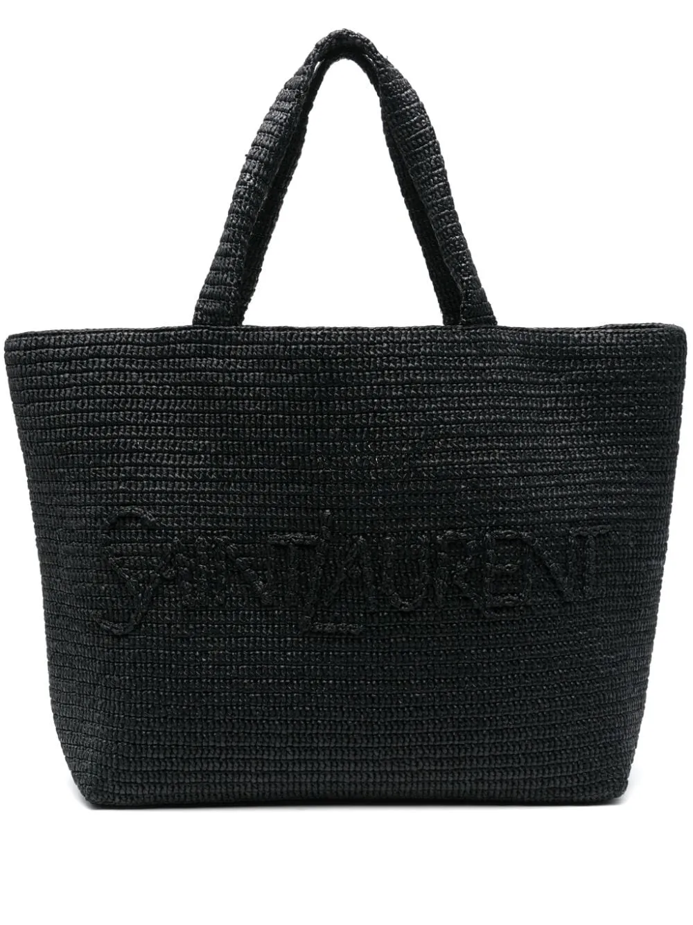 Logo raffia tote bag