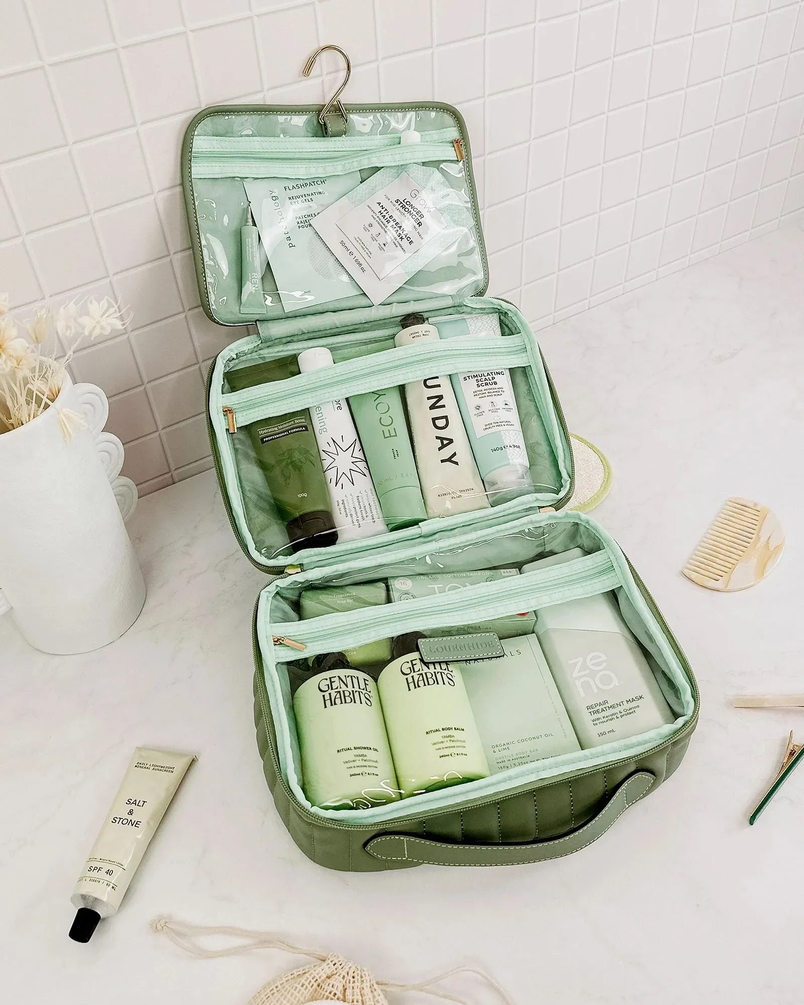 LOUENHIDE Maggie Rosie Cosmetic Bag Set - Sage Green