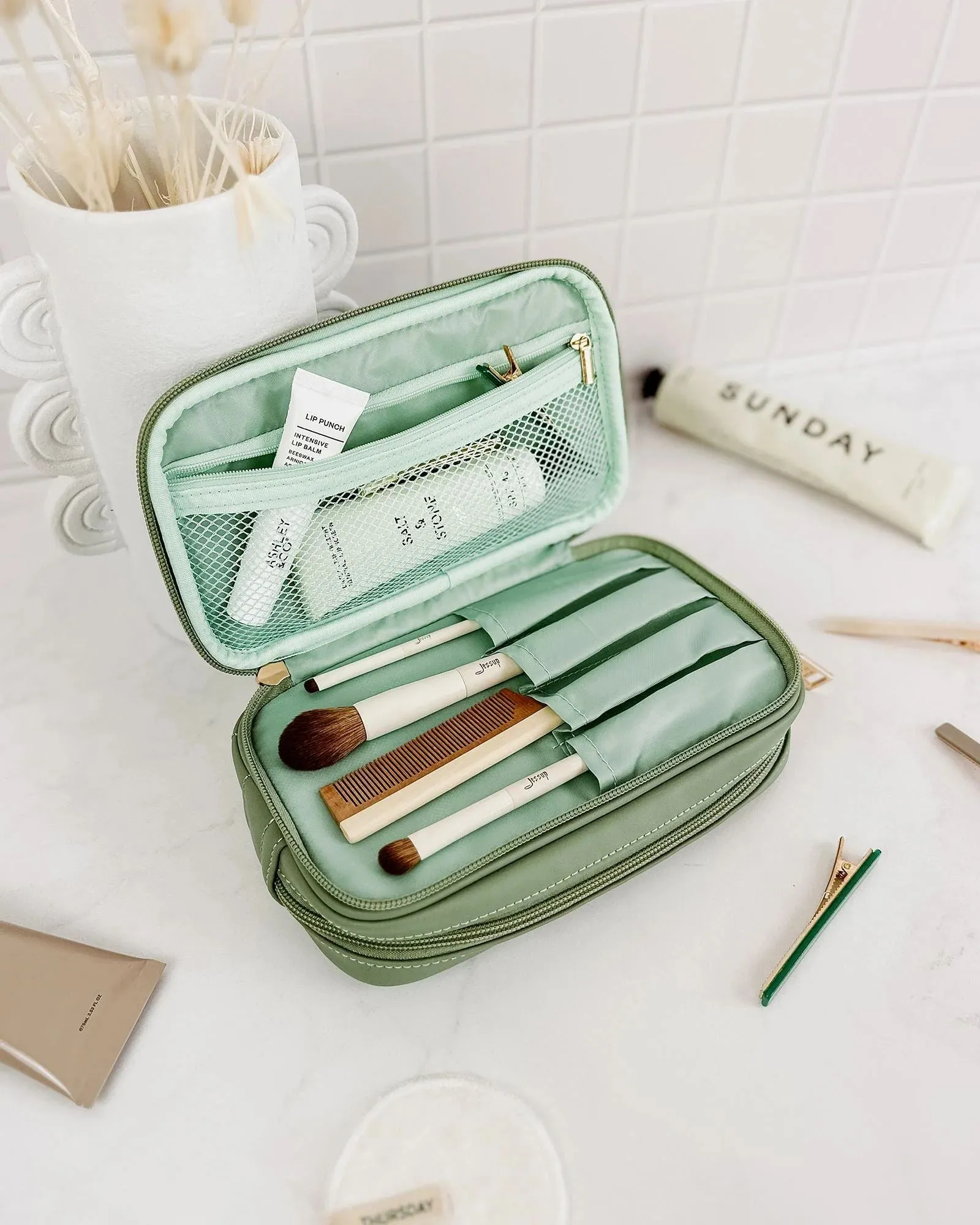 LOUENHIDE Maggie Rosie Cosmetic Bag Set - Sage Green