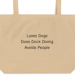 Loves Dogs, Does Dock Diving X-Large Tote/ Shopping Bags