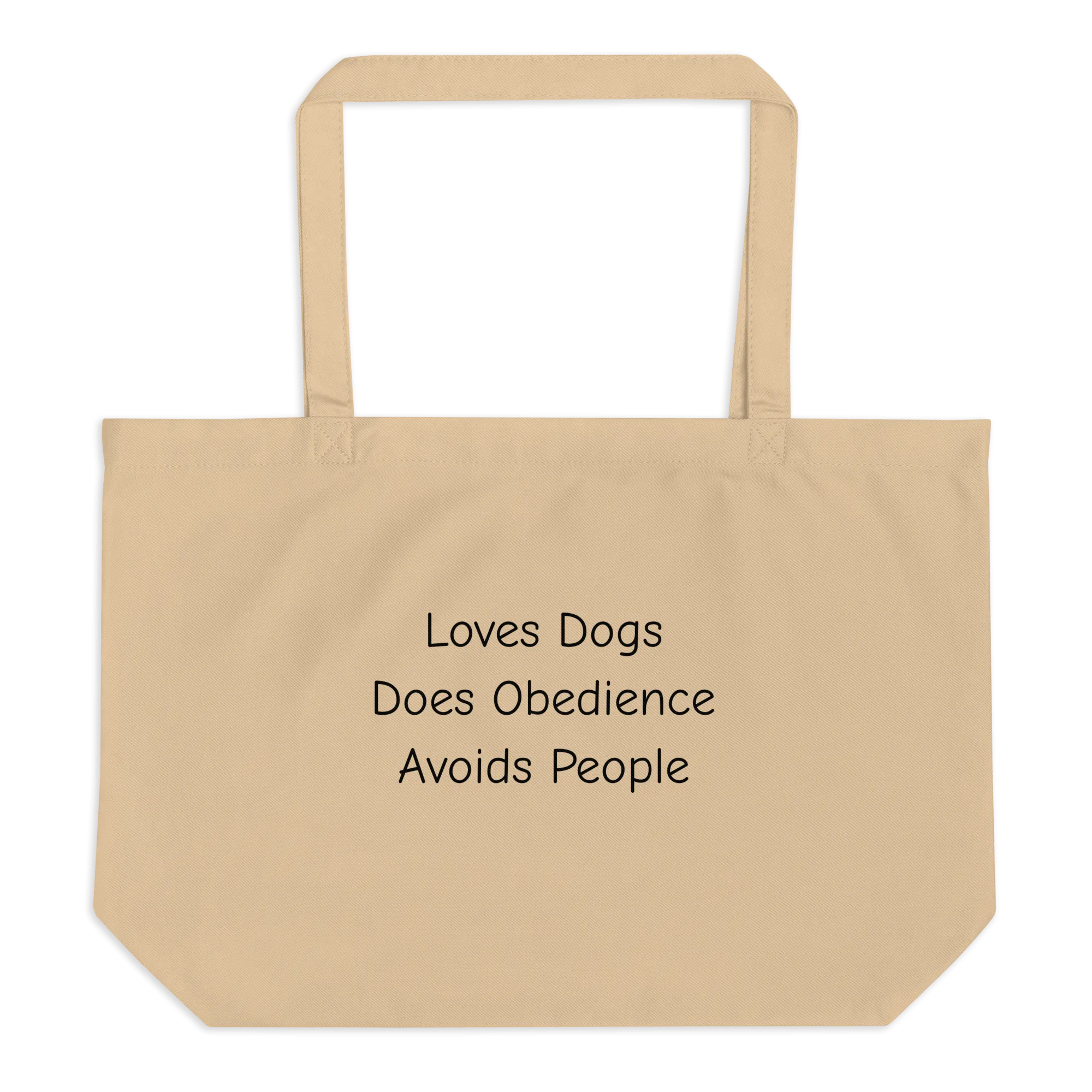 Loves Dogs, Does Obedience X-Large Tote/ Shopping Bags