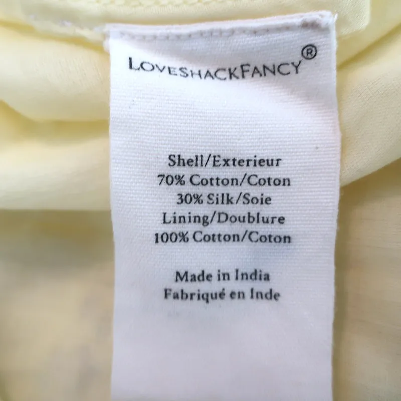 LoveShackFancy Tiered Maxi Skirt Haru Yellow Floral Print Cotton-Silk Size 2