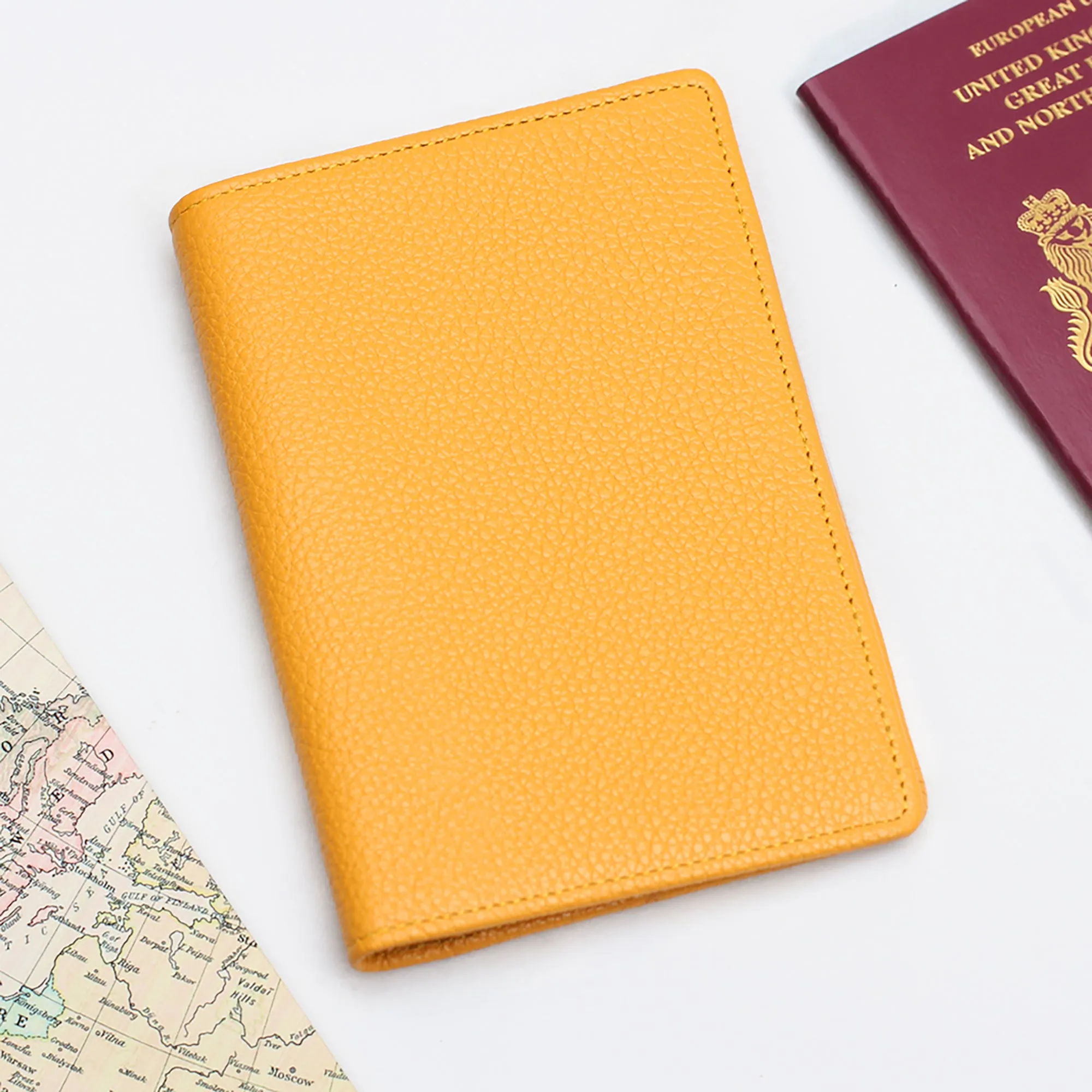 Luxury Leather Embossed Large Initial Passport Holder